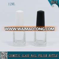 12ml Empty Nail Varnish Glass Bottle with Black & White Plastic Cap and Brush