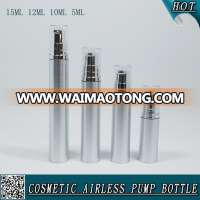 5ML 10ML 12ML 15ML Cosmetic Silver Airless Lotion Bottle With Silver Pump