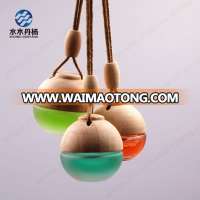 Wholesale Round hanging car perfume bottle with round wooden cap